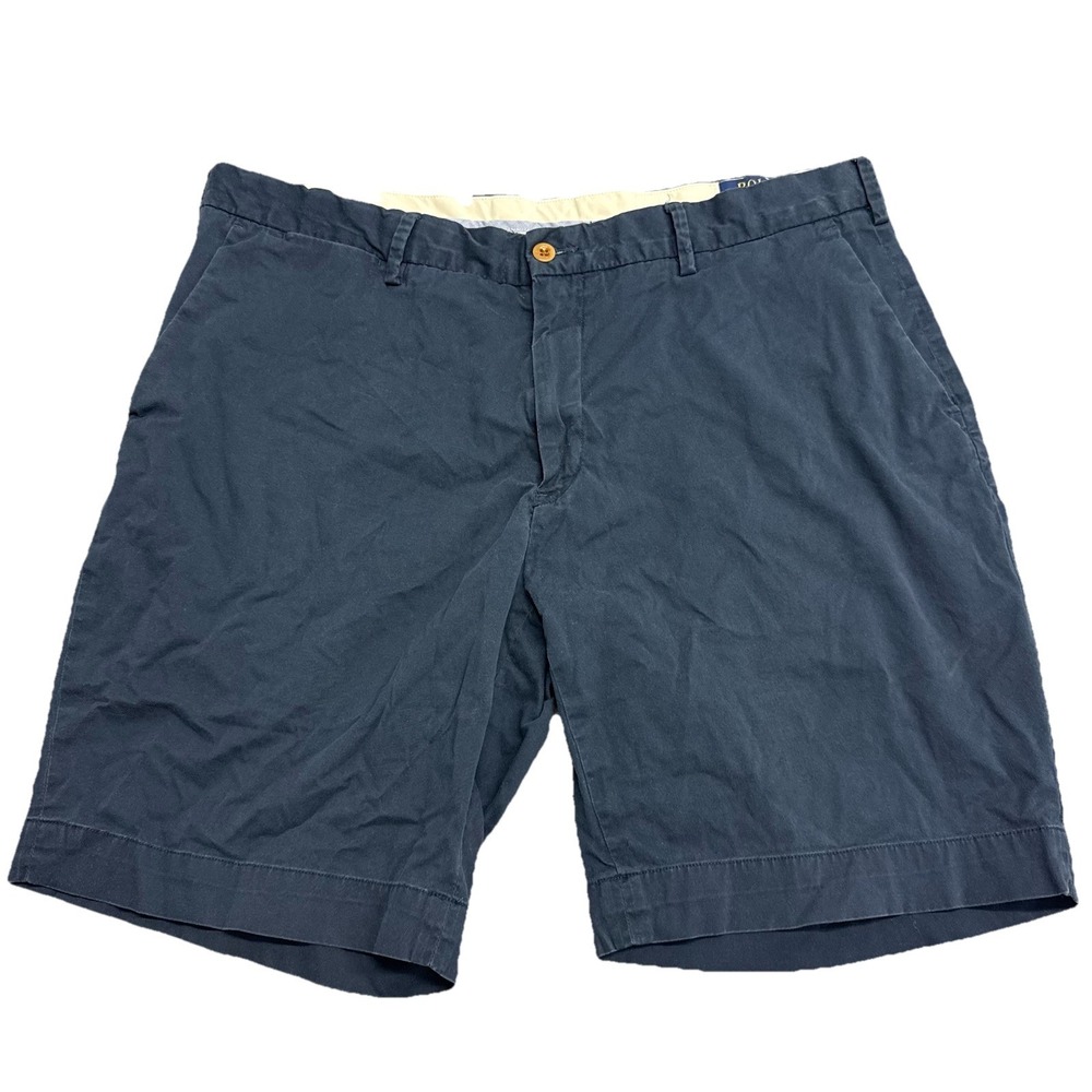 Polo Ralph Lauren Shorts Men 36* Navy Classic Fit Khaki Chino Flat Front Stretch
